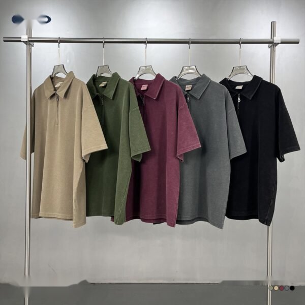 3037-clean.jpg Unisex Vintage Wash Waffle-Knit Polo Shirt – 3037