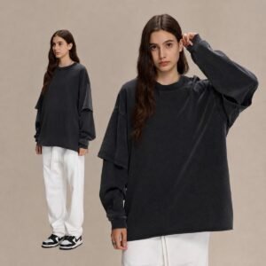 Unisex Vintage Wash Graphic Long Sleeve T-Shirt – 8868
