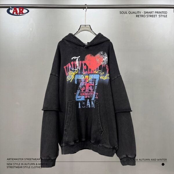 X09 Unisex Heavyweight Vintage Wash Graphic Pullover Hoodie – X09