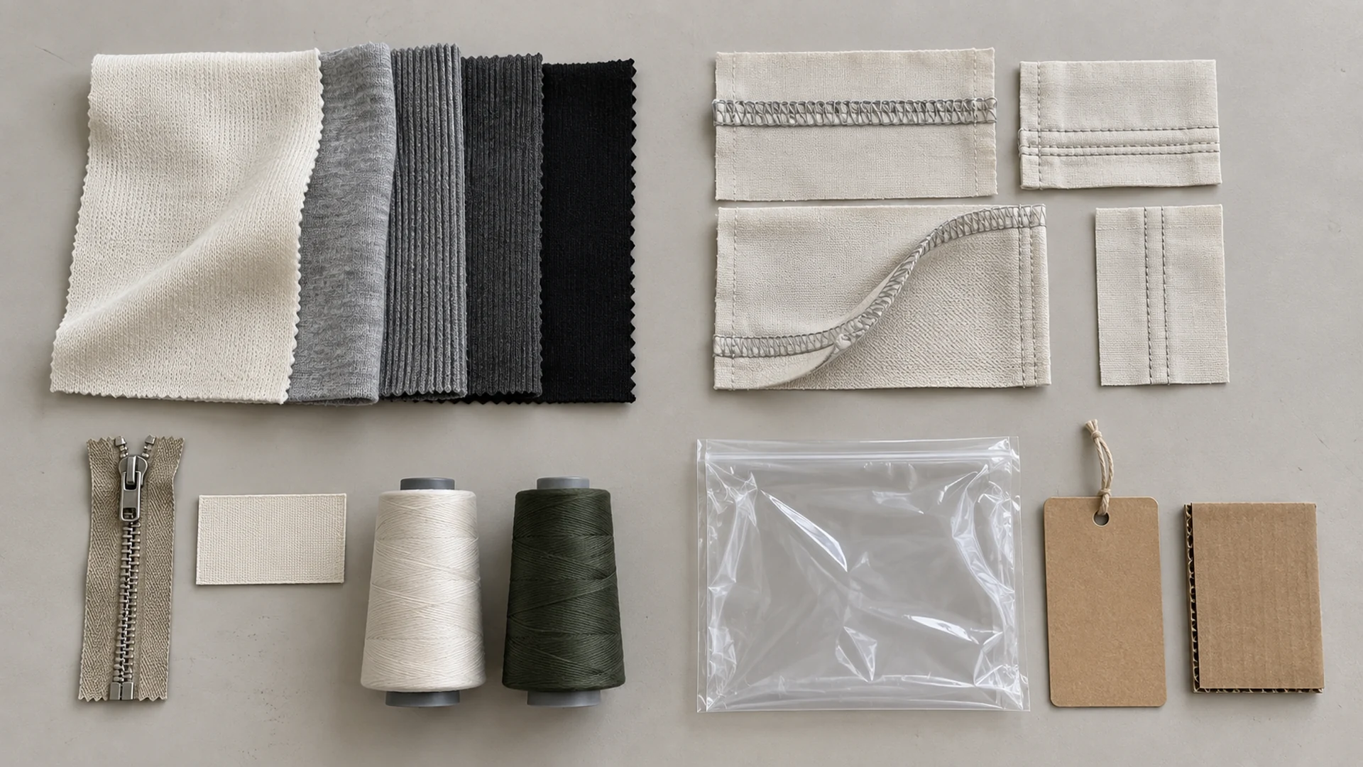 Apparel cost review showing fabric, seam, trim, decoration and packaging components