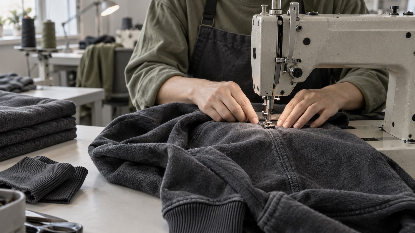 Sewing a washed streetwear hoodie